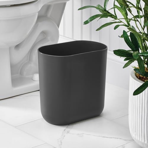 iDesign Small Slim Plastic Bathroom Trash Can, Gray
