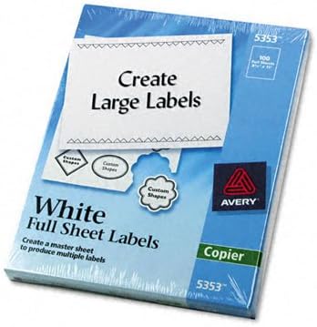 Avery Printable Shipping Labels for Copiers, 8.5" x 11", White, 100 Blank Mailing Labels (5353)