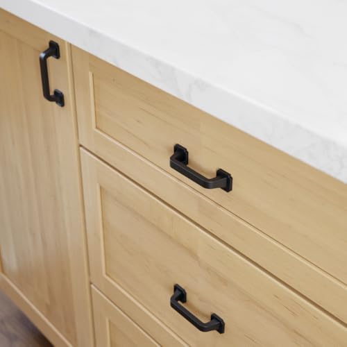 Franklin Brass 10 Pack Matte Black Cabinet Handles 3 inch (76mm) Kitchen Cabinet Handles and Drawer Pulls for Cupboards and Dressers |Notched Backplate