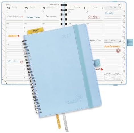 POPRUN 2027 Planner, 6.5'' x 8.5'', Weekly and Monthly Daily Calendar Book