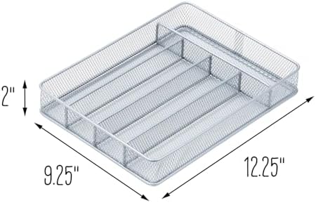 Honey-Can-Do KCH-02154 Steel Mesh 5-Compartment Cutlery Utensil Organizer, Silver