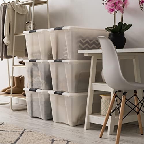 IRIS USA 6-Pack 54 Quart Storage Bins with Lids, Pearl
