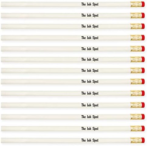 100 Personalized Custom Printed Pencils. USA Made. PMA Certified – White