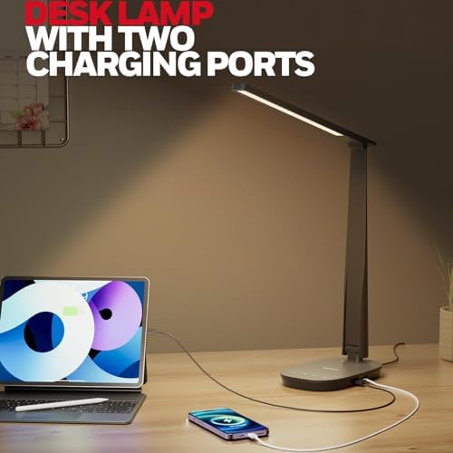 Honeywell HWT-H2 LED Desk Lamp, Eye-Caring Full Spectrum, USB Charging