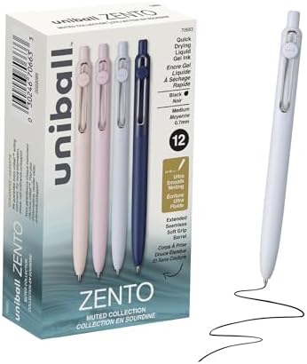 uniball™ Zento Gel Pens, Black Ink, 0.7mm Medium Point, 12 Count