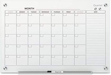 Quartet Dry Erase White Board 48"W x 36"H Glass Calendar, Magnetic Planning Board, White (GC2418F)