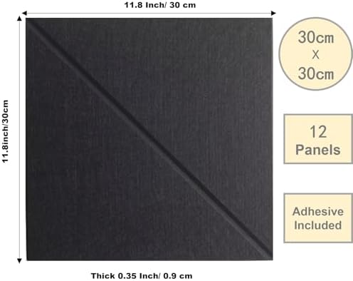12-Pack Black Felt Wall Tiles(11.8“x11.8”Each), 47"x35" Aesthetic Bulletin Pin Board, Large Cork Board Alternative for Office, Classroom & Wall Decor