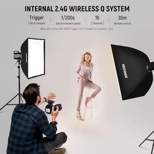 NEEWER 800Ws Studio Monolight Flash Light Kit: 2 Pack S101-400W PRO 5600K Strobe Lights with 2.4G Trigger/150W Modeling Lamps/Bowens Mount/Softboxes/Stands/Reflector/Bag, Compatible with QPRO