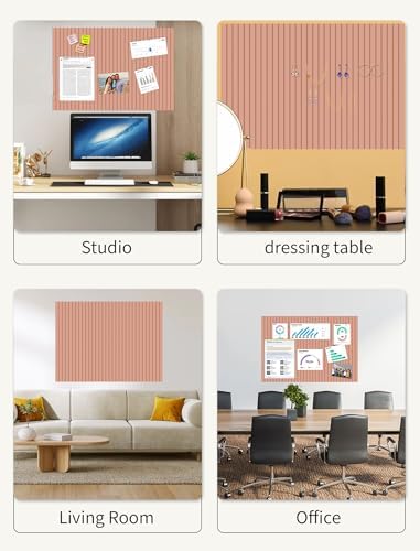 48" x 36" Cork Board Alternative, 12 Pack Felt Bulletin Board Tiles with 30 Adhesive Tabs Wall Push Pin Board for Office Classroom Bedroom Decor
