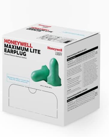 Howard Leight by Honeywell Max Lite Low Pressure Corded Disposable Foam Earplugs, 100 Pairs (LPF-30), Green