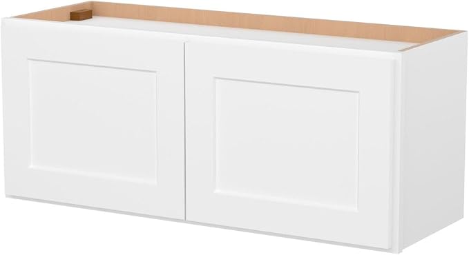 Furinno Shaker Wall Kitchen Cabinet 2-Doors, White | 12 D x 36 W x 15 H, Adjustable Hinges, Soft-Close Shaker-Style Door, Ready to Assemble, Plywood, for Pantry, Dining Room