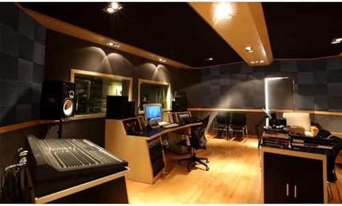 Focusound 80 Pack Acoustic Foam Panels 1" x 12" x 12" Sound Proof Foam Panles Soundproofing Noise Cancelling Wedge Panels for Home Office Recoding Studio with 420PCS Double-Side Adhesive