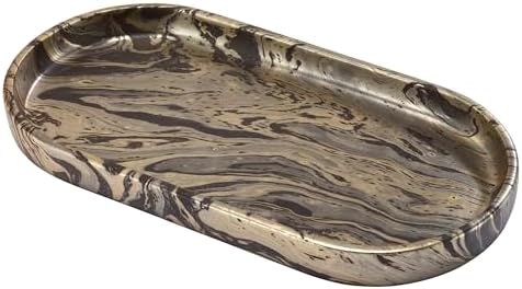 Nicole Miller - Vanity Tray, Resin Multipurpose Organizer, Resin Bathroom Accessories, Ideal for Kitchen & Bathroom, Dorm Room Essentials (Harper Collection, Black/Gold)