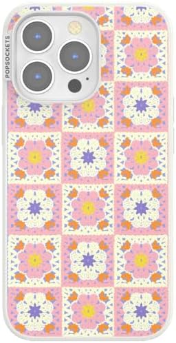 PopSockets iPhone 13 Pro Phone Case with MagSafe- Desert Crochet | Magnetic, Wireless Charging, Camera & Drop Protection, Western, Boho, Aesthetic, iPad, Removable, Popper