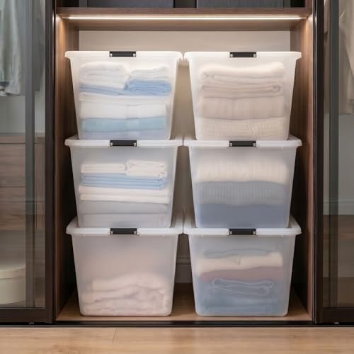 IRIS USA 6-Pack 55 Quart Clip Box with Latching Lid