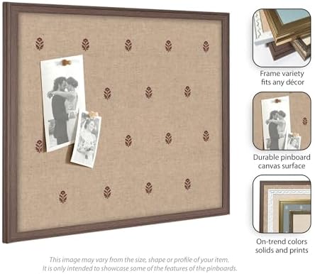 Kate and Laurel Framed Fabric Pinboard 38 x 26, Red Botanical Block Print Printed Linen Classic Bulletin Board for Use as a Vision Board or Wall Organization, Florence Gold Frame