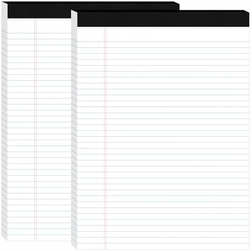 2pcs Legal Pads 8.5 x 11, Perforated White Notepad 8.5x11, 50Sheets/Pad