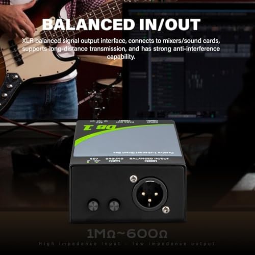 Bolanle DB1 Passive 1-Channel DI Box, Reamp Hum Eliminator XLR Mono