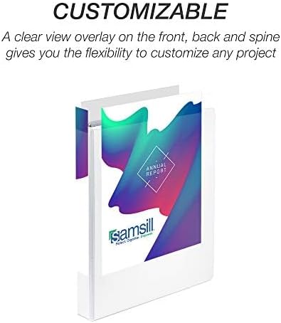 Samsill Durable 1 inch 3 Ring Binder, D Ring Binder, 100% Recycled Chipboard, White, 12 Pack