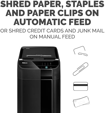 Fellowes AutoMax 600M 2-in-1 Heavy Duty Auto Feed Commercial Paper Shredder with Micro-Cut, Black