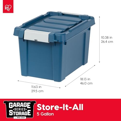 IRIS USA 6-Pack 5 Gal Heavy Duty Lockable Storage Totes with lids, Navy