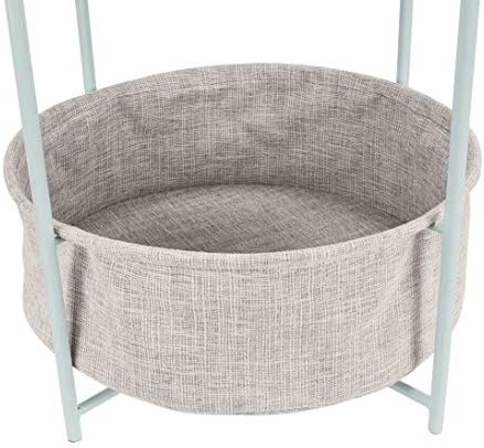 Amazon Basics Round Storage End Table, Side Table with Cloth Basket, Mint Green/Heather Gray, 18 in x 18 in x 19 in