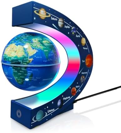 Magnetic Levitating Floating Globe with 7 Colored Lamp, Cool Tech Gadgets Gifts World Globe for Men Father Boys Girls Kids, Birthday Gifts Home Office Desk Decor Display Frame