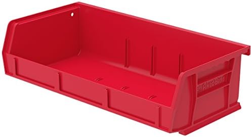 Akro-Mils 30232 AkroBins Plastic Storage Bins, 5"x11"x3", Red, 8-Pack