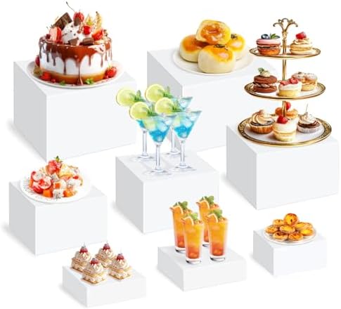 8 PCS Acrylic Buffet Risers Set, White