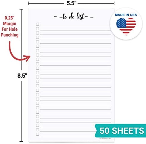 321Done To Do List Notepad, 5.5x8.5, 50 Sheets, Left Margin Notes