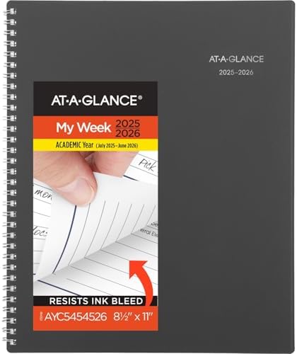 AT-A-GLANCE Planner 2025, 2026 Academic, Weekly and Monthly, 216 x 279 Mm, Large, Tabs, Flexible Cover, DayMinder, Wire Bound, Charcoal, AYC54545
