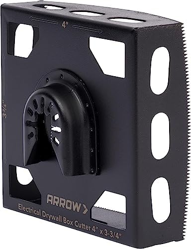 Arrow OSCGB2-1 2 Gang Electrical Box Drywall Cutting Blade for Oscillating Tools, Universal, Fits Most Multitools, Includes Adapter, Makes 4” by 3-3/4” Hole