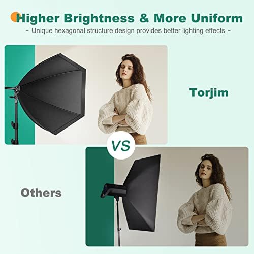 Torjim Softbox Lighting Kit - 30"X30" Professional Photography Lighting for Filming, Model Portrait, Product & Fashion Photography