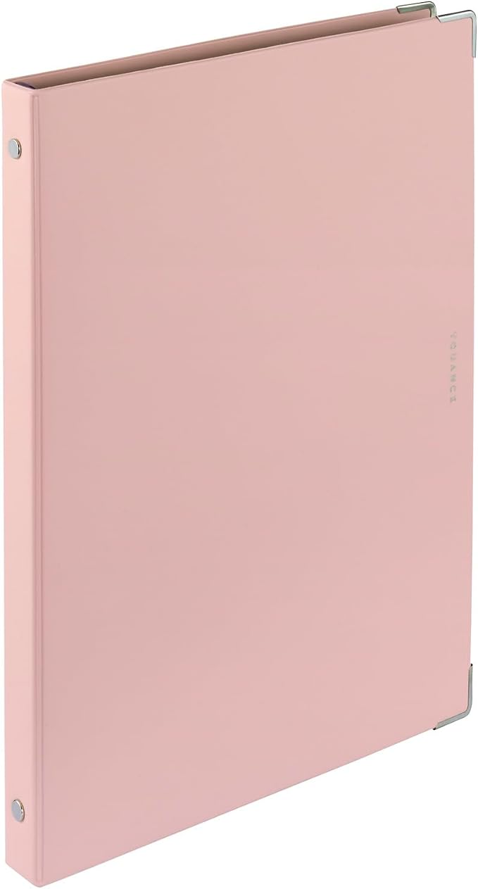 Maruman YOUANCE 26-Ring Binder, Holds 70 Sheets, B5 7.17"x10.12" Light Pink | Durable Vinyl Cover, Storage Pocket, Includes 10 3mm Graph Paper Sheets & Clear Sheet Protector, Made in Japan