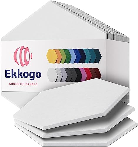Acoustic Panels 12-Pack Soundproof Wall Panels 14"X12.1"X0.4" Sound Panels High Density Sound Dampening Panels - [White Hexagon]