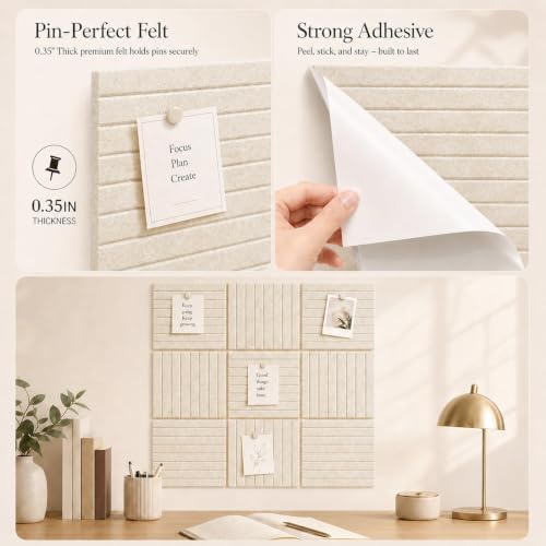 Stripe Felt Bulletin Board Tiles, Cork Board Alternative 24 x 36 in