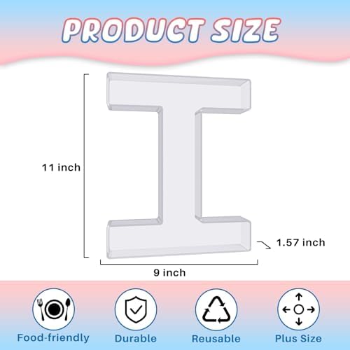 11" Acrylic Letter Charcuterie Box, Reusable Fillable Alphabet Number Shaped Form Tray for Birthday Anniversaries, Party Decorative Serving Plates Display Candy Cake (I)
