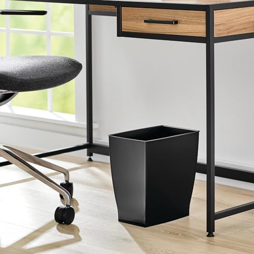 iDesign Small Plastic Bathroom Trash Can, Black
