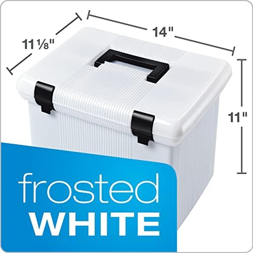 Pendaflex Portable File Box, Frosted White, Hinged Lid with Double Latch Closure(41745AMZ)