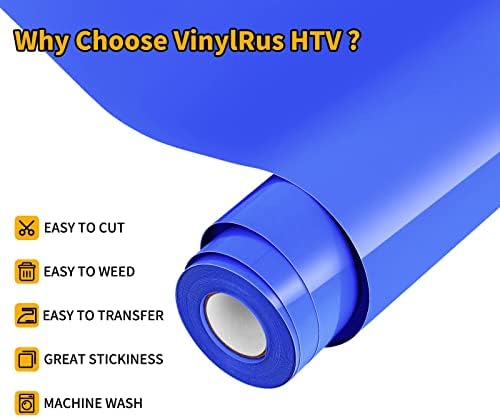 VinylRus Heat Transfer Vinyl, Royal Blue, 12" x 20ft