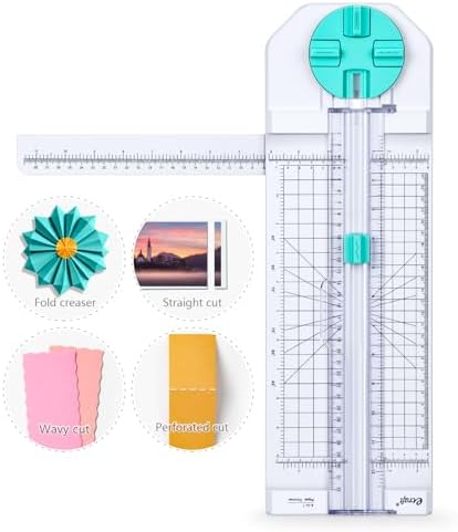 Ecraft 4-in-1 Paper Trimmer: 12" Craft Paper Cutter with Straight, Wavy, Dotted, Perforated & Creasing,Perfect for Cutting Cardstock, Coupons, Labels, Photos, Ideal Multi-Function Scrapbooking Tool