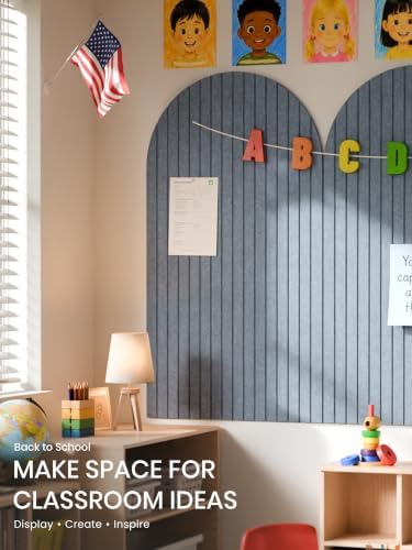 Large Arched Felt Bulletin Board 47.2''×25.5'', Dusty Blue