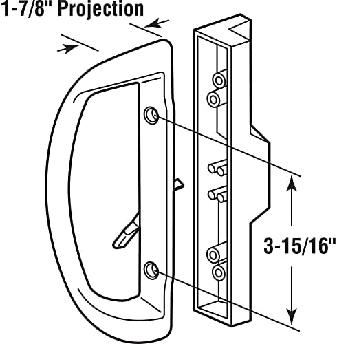 PRIME-LINE C 1326 Sliding Door Handle Set, Mortise, Diecast Metal, White Powder Coated Finish, Single Pack
