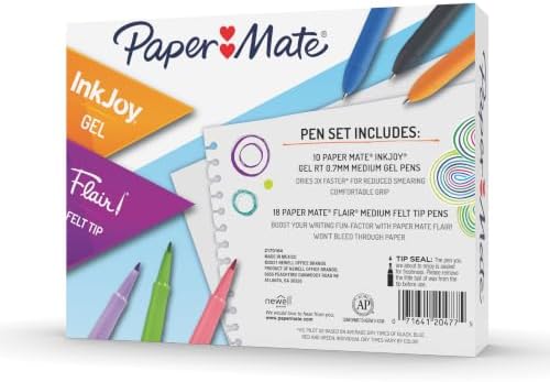 Paper Mate Pens Variety Pack, InkJoy Retractable Gel Pens, Flair Felt Tip, 28 Count - Assorted Colors, Smooth Writing, Fast Drying
