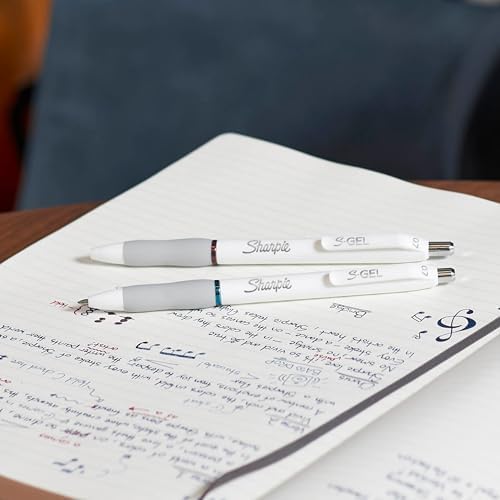 Sharpie S-Gel Pens, Pearl White Body, Fashion Barrel, Medium Point (0.7mm), Colorful Ink, 12 Count, USA 250th Anniversary Edition