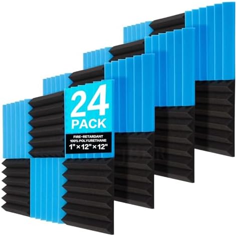 JBER 24 Pack Acoustic Panels Studio Foam Wedges Soundproof Padding