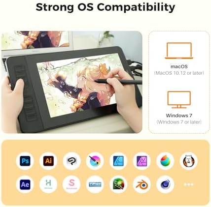 GAOMON PD1161 Drawing Tablet with Screen, Tilt, 8 Shortcut Keys, 11.6" FHD