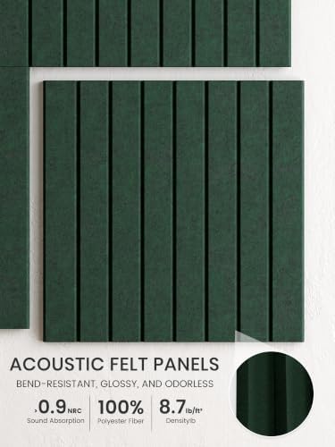 Bumusty 48"x 36" Large Felt Bulletin Board Tiles, Pine Green