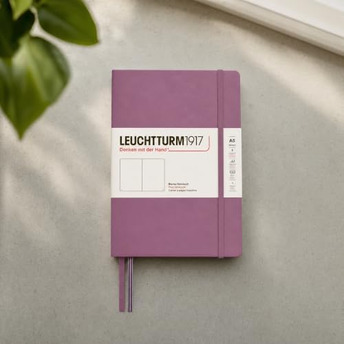 LEUCHTTURM1917 - Notebook Hardcover Medium A5-251 Numbered Pages for Writing and Journaling - Thinking Ahead (Plain Paper, Dusty Rose)