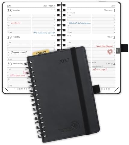 POPRUN 2027 Pocket Planner (Small-4'' x 6.25'') Weekly and Monthly Calendar